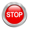 Bouton rouge stop avec contour métallique