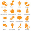 Set of fruits and vegetables icons
