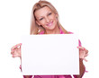 Photo: Blonde holding blank paper Blonde holding blank paper
