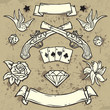 Vector: Set of Old School Tattoo Elements Set of Old School Tattoo Elements