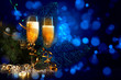 Glasses of champagne at new year party