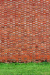 Photo: Brick wall background with grass Brick wall background with grass