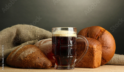 Photo: tankard of kvass and rye breads, tankard of kvass and rye breads,