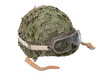 army helmet with goggles isolated on a white