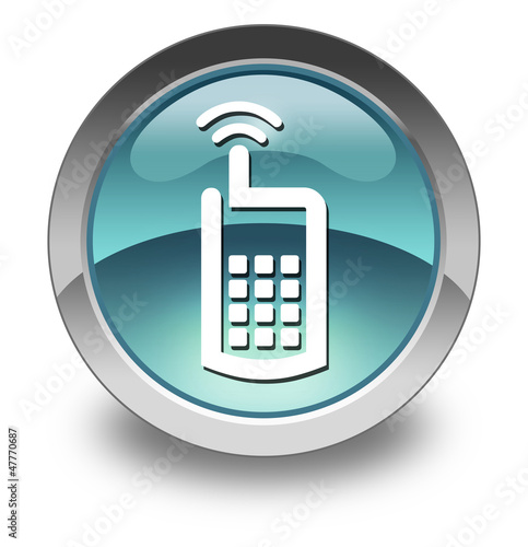 Illustration: Light Blue Glossy Pictogram "Cell Phone" Light Blue Glossy Pictogram "Cell Phone"