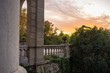 View at beautiful sunset from Fountain in  Parc de la Ciutadella