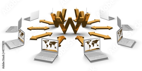 Illustration: Internet concept, e-commerce concept Internet concept, e-commerce concept