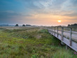 Wooden bridge during sunrise