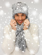 handsome man in warm sweater, hat and scarf