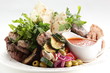 hot salad with peaces of meat