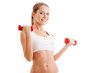 Photo: beautiful woman holding dumbbells beautiful woman holding dumbbells
