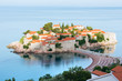The morning view of   Sveti Stefan sea islet (Montenegro)