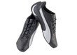 Leather black sneakers on white. Isolated.