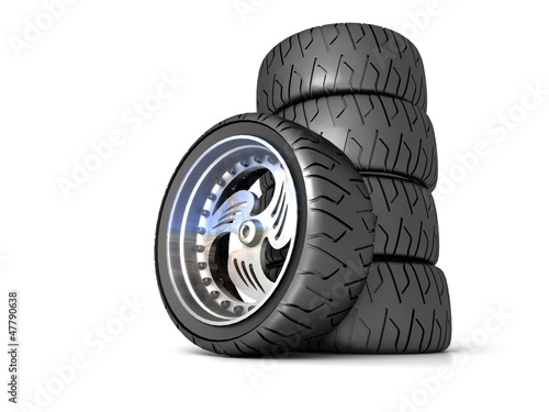 Illustration: New wheels isolated on white New wheels isolated on white