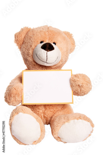 Photo: Teddy Bear with empty Sign Teddy Bear with empty Sign