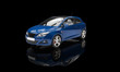 Blue Modern Car In Black Showroom