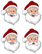 Santa Claus Various Expressions Face Side View