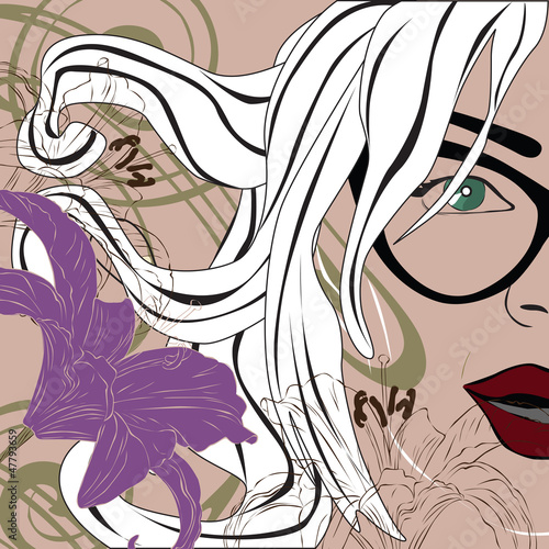 Vector: abstract background with a face abstract background with a face