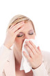 Ill woman with a fever and chills
