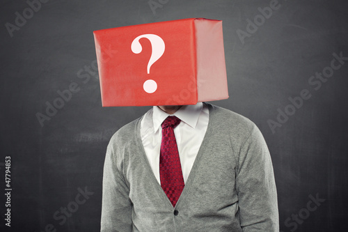 Photo: Man with Box and Question Man with Box and Question