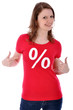 Junge Frau im Sale-Shirt