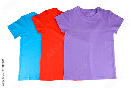 Photo: Blue t-shirt isolated on white Blue t-shirt isolated on white