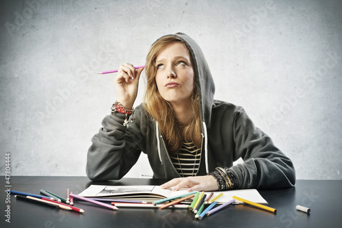Photo: Thinking and Coloring Thinking and Coloring