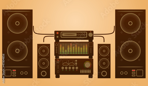 Vector: Retro stylish audio system Retro stylish audio system