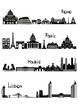 Sights of Rome, Paris, Madrid and Lisbon, b-w vector