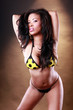 Gorgeous caribbean girl in dot bikini