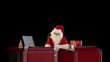 Santa Claus reading letters, against black