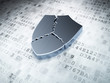 silver broken shield on digital background