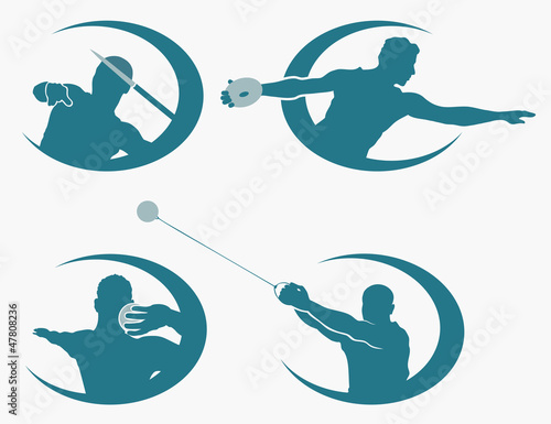Vector: Set of throwing sports symbols Set of throwing sports symbols