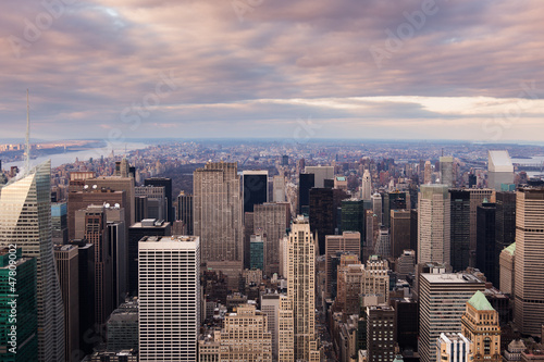 Photo: New York City - Manhattan skyline aerial view at sunset New York City - Manhattan skyline aerial view at sunset