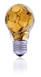 Golden lightbulb,  creative symbol  of  renewable energy sources