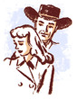  cowboy and a sad looking woman