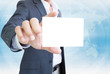 Businessman Showing White Note Paper