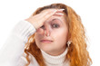 woman holding her nose