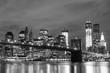 Brooklyn Bridge and Manhattan Skyline At Night, New York City