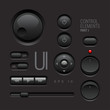 Dark Web UI Elements. Buttons, Switches, bars