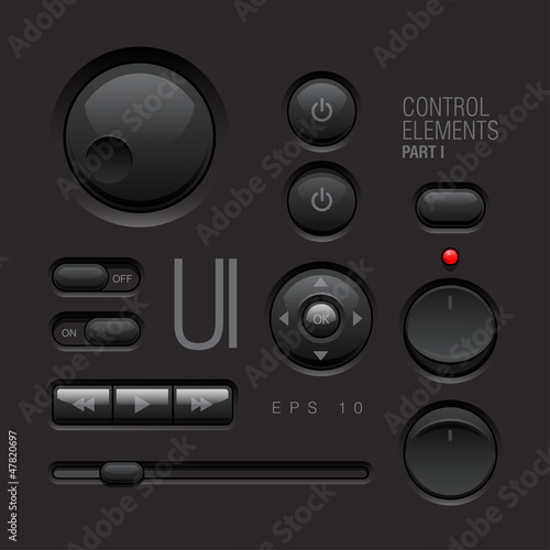 Vector: Dark Web UI Elements. Buttons, Switches, bars Dark Web UI Elements. Buttons, Switches, bars