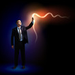 Businessman with light shining
