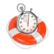 StopWatch  in Lifebuoy on White Background.