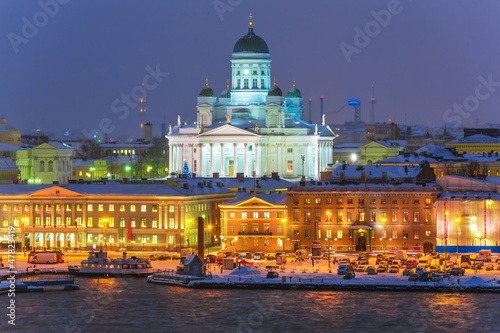 Photo: Winter night scenery of Helsinki, Finland Winter night scenery of Helsinki, Finland