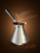 Coffeemaker with coffee beans. Vector illustration.