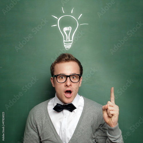 Photo: Man at the Blackboard with Idea Man at the Blackboard with Idea