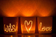Candle lit cups.