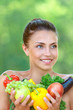 Photo: happy beautiful young woman with vegetables happy beautiful young woman with vegetables