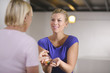 Photo: Alternative medicine and pain healing, young therapist with pati Alternative medicine and pain healing, young therapist with pati