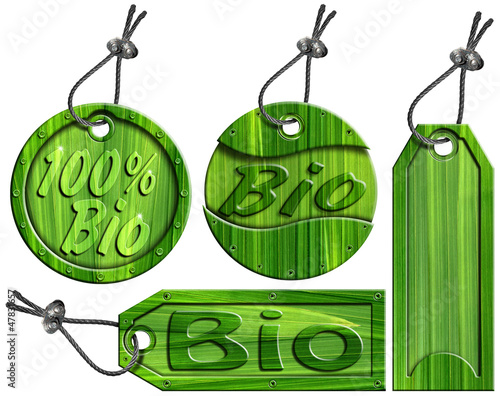 Illustration: Bio Green Tags - 4 items Bio Green Tags - 4 items